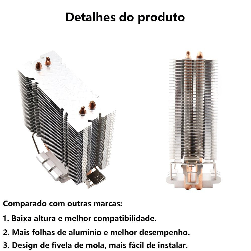 Wovibo Ventilador de Refrigeração da CPU, para Intel 775, 1150, 1151, 1155, 1200
