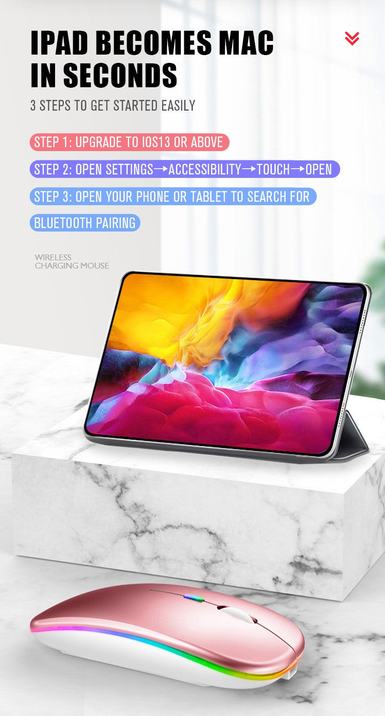 Rato sem fio bluetooth recarregável com 2.4ghz usb rgb 1600dpi mouse para comput