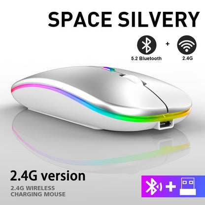 Rato sem fio bluetooth recarregável com 2.4ghz usb rgb 1600dpi mouse para comput