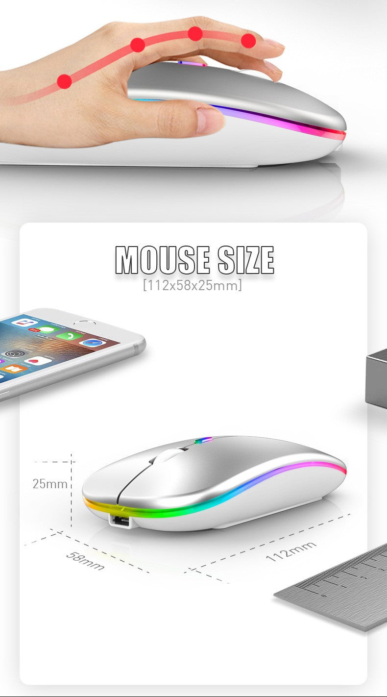 Rato sem fio bluetooth recarregável com 2.4ghz usb rgb 1600dpi mouse para comput