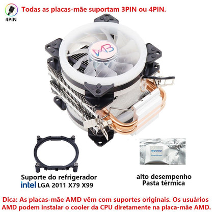 Wovibo Ventilador de Refrigeração da CPU, para Intel 775, 1150, 1151, 1155, 1200
