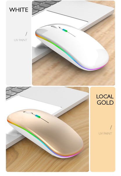 Rato sem fio bluetooth recarregável com 2.4ghz usb rgb 1600dpi mouse para comput