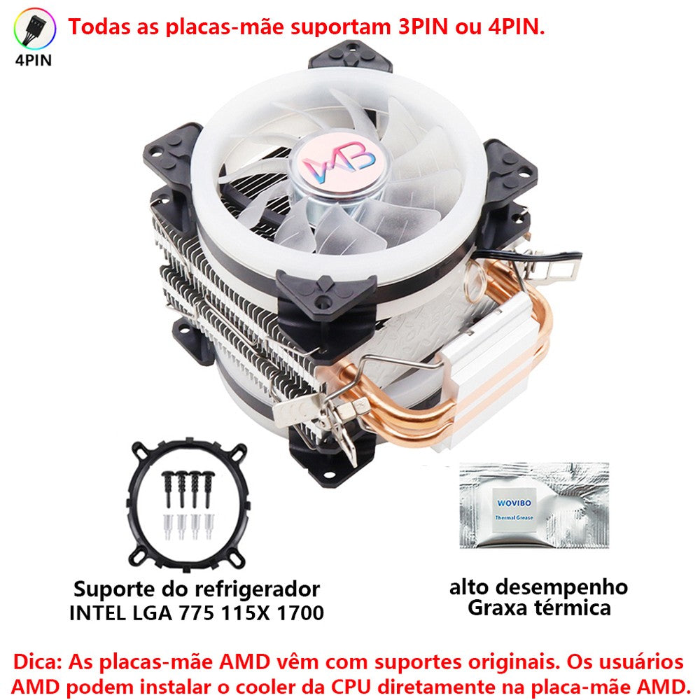 Wovibo Ventilador de Refrigeração da CPU, para Intel 775, 1150, 1151, 1155, 1200