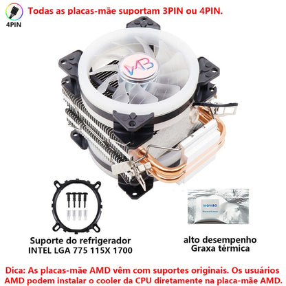 Wovibo Ventilador de Refrigeração da CPU, para Intel 775, 1150, 1151, 1155, 1200